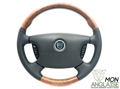 Volant 1/2 bois et cuir granit / Jaguar S-Type V6 - V8 de 2002.5 à 2008